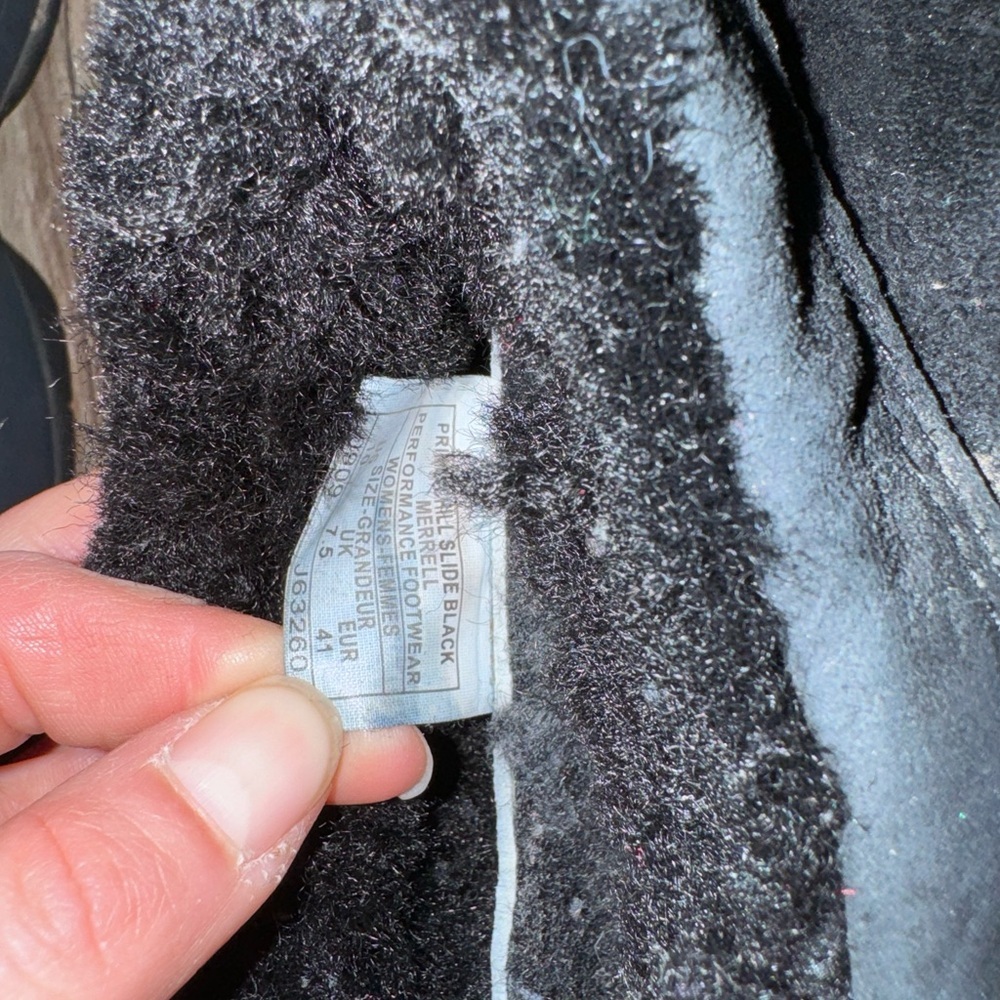 Merrell Womens Sz 10 Shoes Loafer Primo Chill Slide Black Leather Faux Fur Lined - Picture 5 of 5